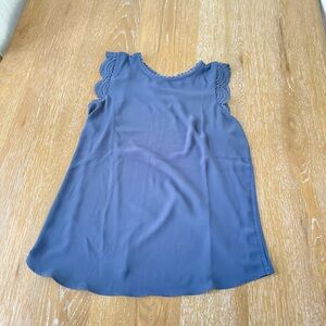 LOFT Charcoal Blouse with Crochet Sleeves XS